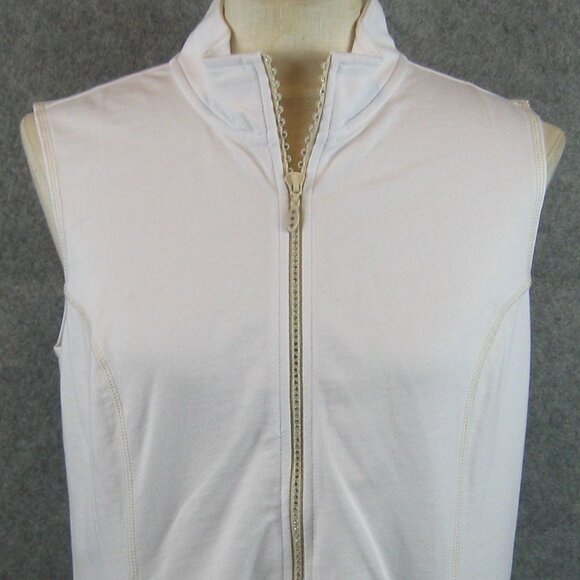 Quacker Factory French Terry Rhinestone Zip Front Vest White Size S NWT - Picture 2 of 4
